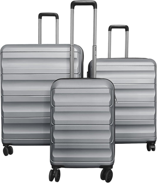 Goplus 20/24/28 Inch Lightweight Hardshell Suitcases with 360° Spinner Wheels(3 Piece Wide Cross Stripe)