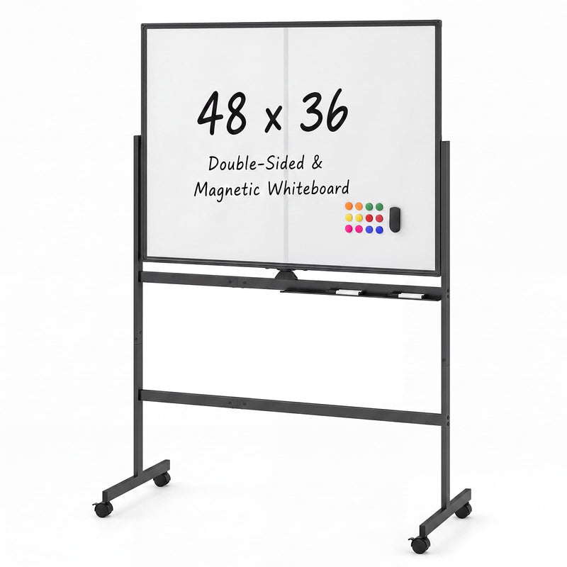 Load image into Gallery viewer, Goplus 48” x 36” Mobile White Board with Lockable Universal Wheels
