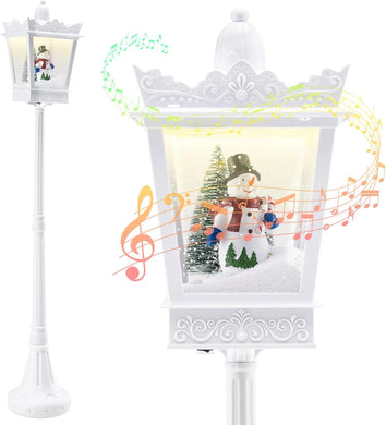 Goplus 8 ft White Musical Christmas Streetlight | Lighted Holiday Decoration for Home Yard Porch