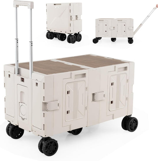 Goplus Portable Rolling Trolley Collapsible Cart for Grocery Shopping Camping & Travel