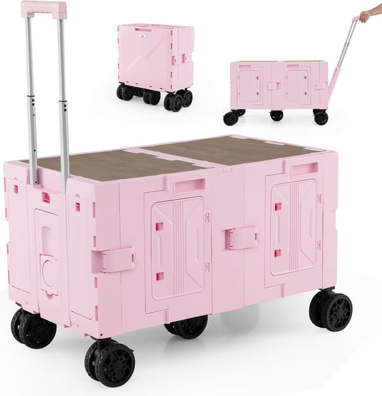 Goplus Portable Rolling Trolley Collapsible Cart for Grocery Shopping Camping & Travel