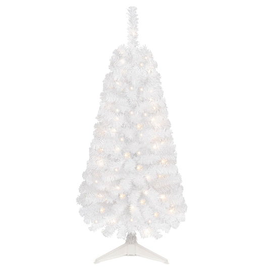 Goplus 4 ft Pre-Lit Christmas Tree with 110 Branch Tips 50 Warm White LED Lights & Auto Timer