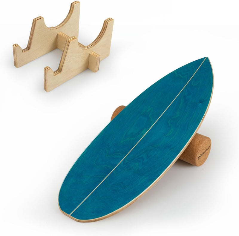 Load image into Gallery viewer, Goplus Wooden Balancing Board with Cork Roller and Storage Rack to Exercise and Build Core Strength
