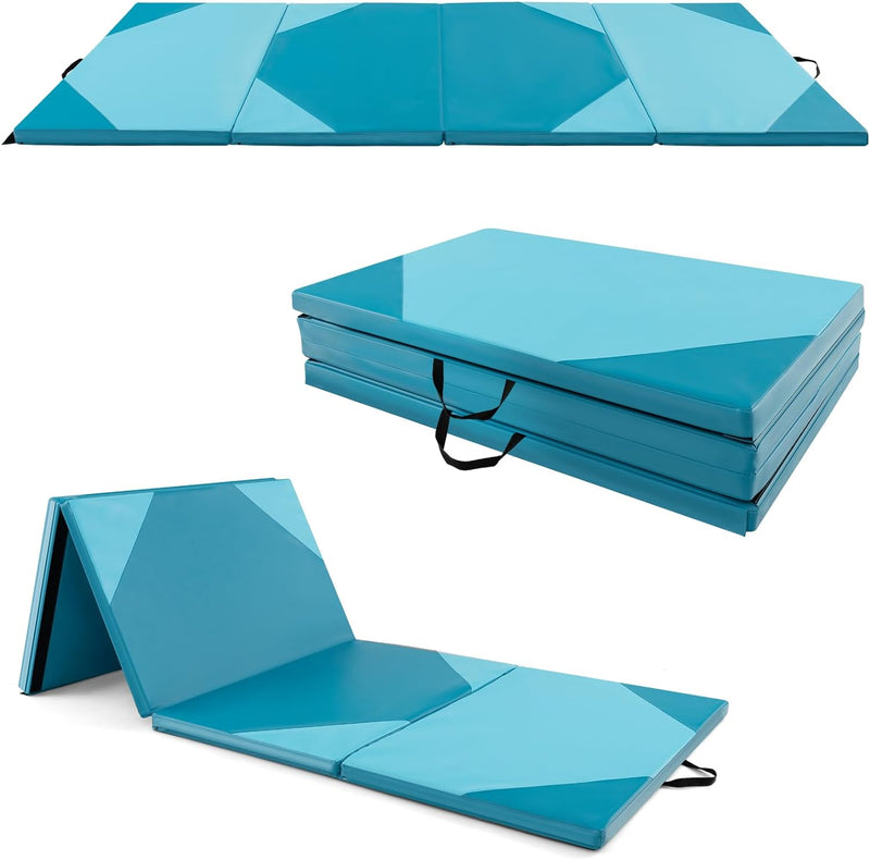 Load image into Gallery viewer, Goplus Folding Gymnastics Mat, 10’ x 4’ x 2’’ Thick Tumbling Mats with PU Leather, Hook &amp; Loop Fasteners
