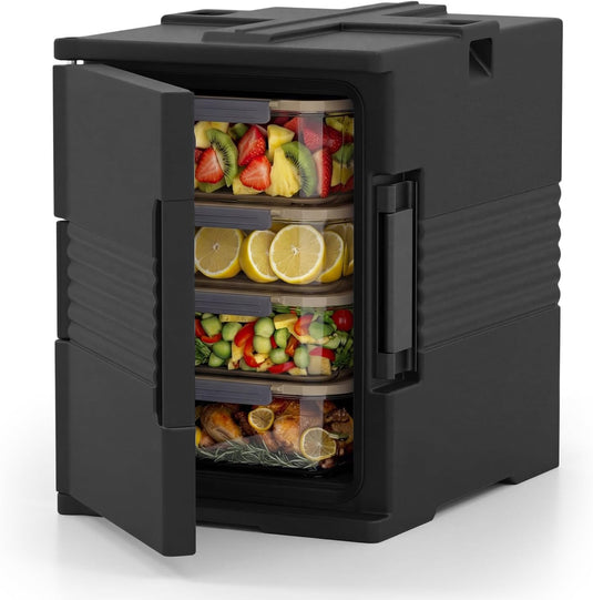 Goplus 91 Qt Insulated Food Pan Carrier with Door Shafts Latches and Sealing Strips