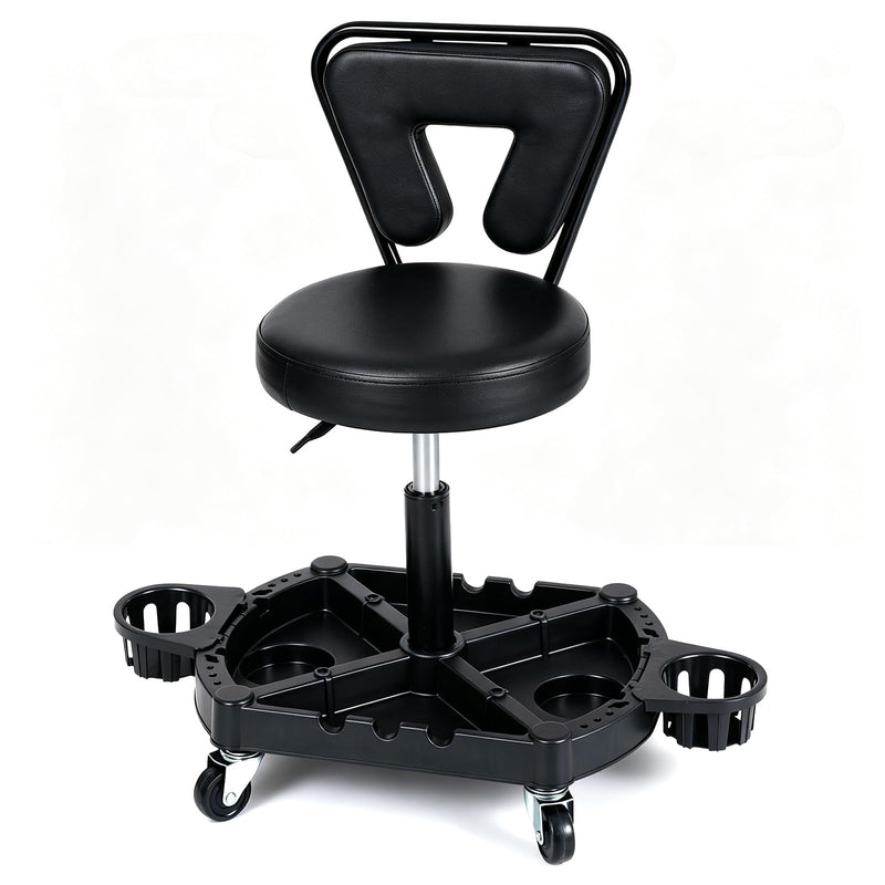 Load image into Gallery viewer, Goplus 360° Swivel Rolling Shop Stool | Height Adjustable with Tool Tray
