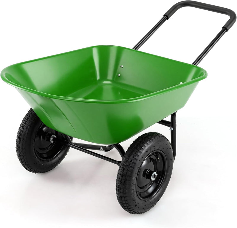 Load image into Gallery viewer, Goplus Dual Wheel Wheelbarrow, Heavy Duty Garden Cart, 330 lbs Capacity Utility Cart
