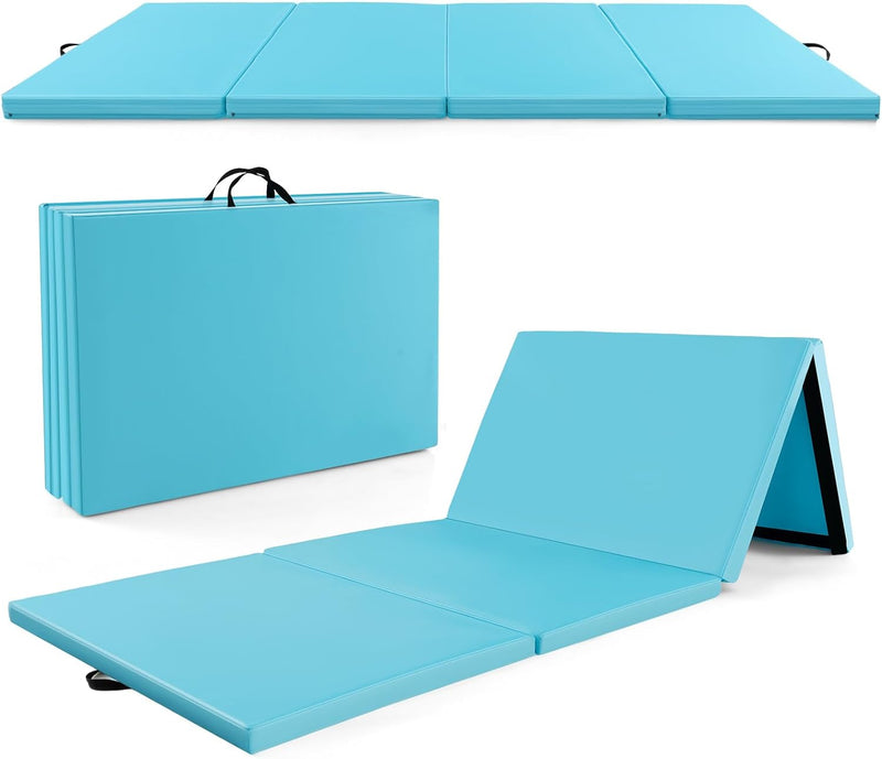 Load image into Gallery viewer, Goplus Folding Gymnastics Mat, 10’ x 4’ x 2’’ Thick Tumbling Mats with PU Leather, Hook &amp; Loop Fasteners
