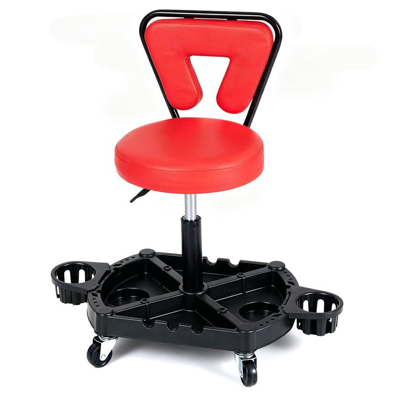 Load image into Gallery viewer, Goplus 360° Swivel Rolling Shop Stool | Height Adjustable with Tool Tray
