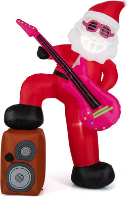 Goplus 8.4FT Rocking Santa Inflatable with Guitar | Animated Christmas Decoration