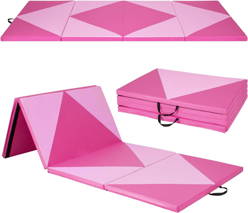Load image into Gallery viewer, Goplus Folding Gymnastics Mat, 10’ x 4’ x 2’’ Thick Tumbling Mats with PU Leather, Hook &amp; Loop Fasteners
