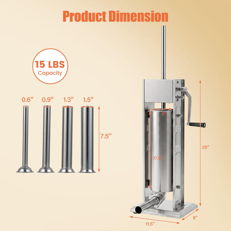Load image into Gallery viewer, Goplus Manual Sausage Stuffer | Stainless Steel Meat Filling Machine w/2 Speeds &amp; 4 Stuffing Tubes
