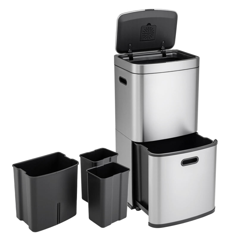 Load image into Gallery viewer, Goplus 13 Gal Stainless Steel Kitchen Trash Can w/Recycling Bin
