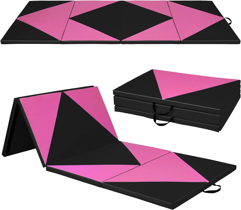 Load image into Gallery viewer, Goplus Folding Gymnastics Mat, 10’ x 4’ x 2’’ Thick Tumbling Mats with PU Leather, Hook &amp; Loop Fasteners
