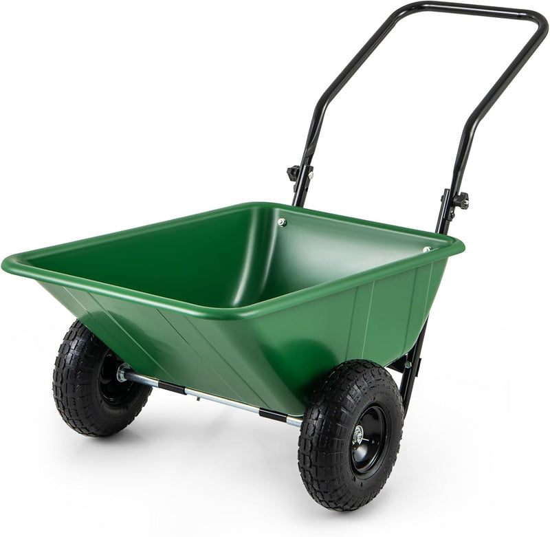 Load image into Gallery viewer, Goplus Dual-Wheel Wheelbarrow, Heavy-Duty Garden Utility Cart w/Pneumatic Tires, 330LBS Capacity
