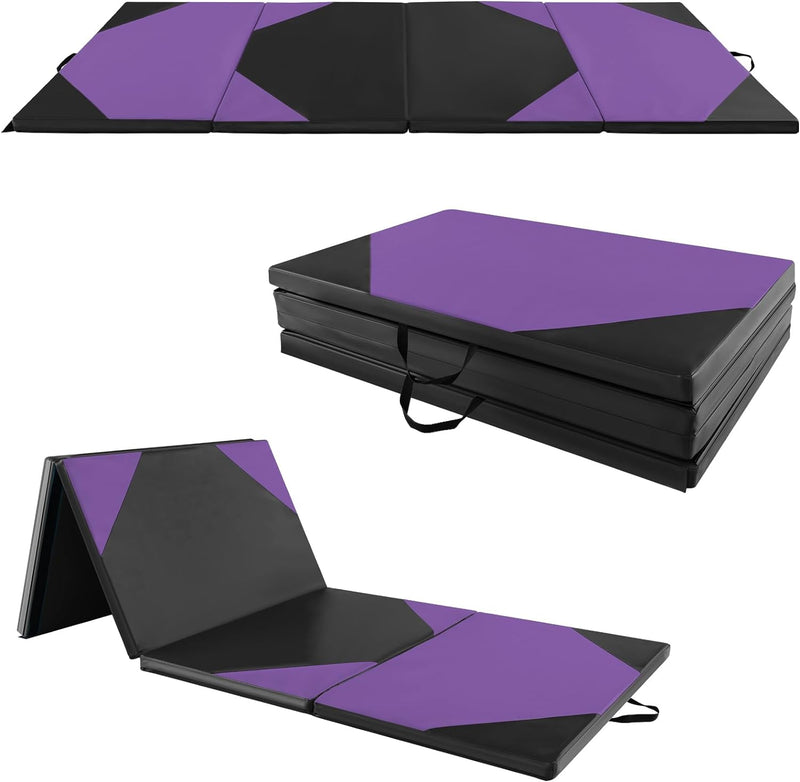Load image into Gallery viewer, Goplus Folding Gymnastics Mat, 10’ x 4’ x 2’’ Thick Tumbling Mats with PU Leather, Hook &amp; Loop Fasteners
