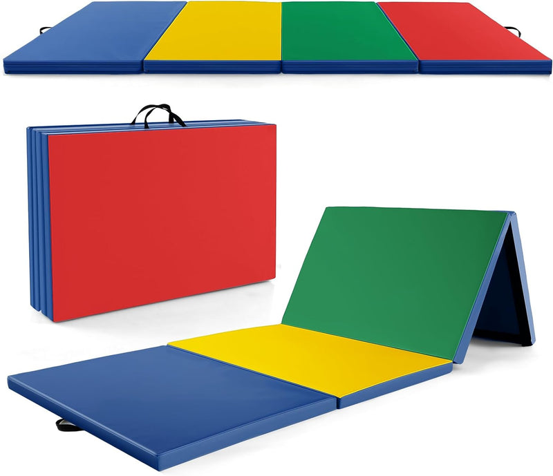 Load image into Gallery viewer, Goplus Folding Gymnastics Mat, 10’ x 4’ x 2’’ Thick Tumbling Mats with PU Leather, Hook &amp; Loop Fasteners
