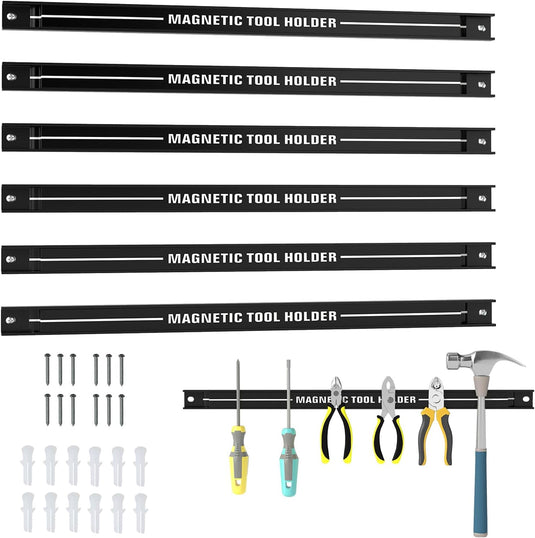 6PCS 18" Magnetic Tool Holder, Metal Magnet Tool Organizer Bars