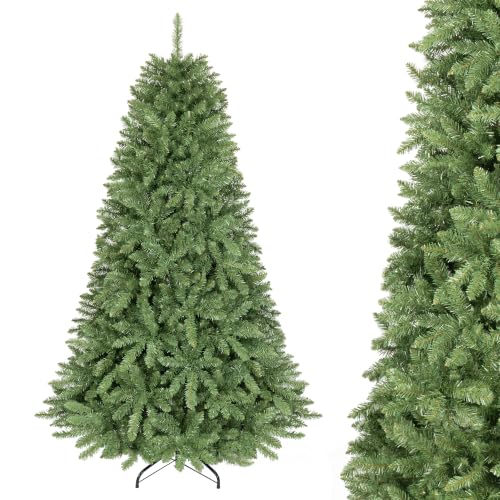 Goplus Artificial Christmas Tree | Unlit Hinged Full Xmas Tree with Folding Metal Stand