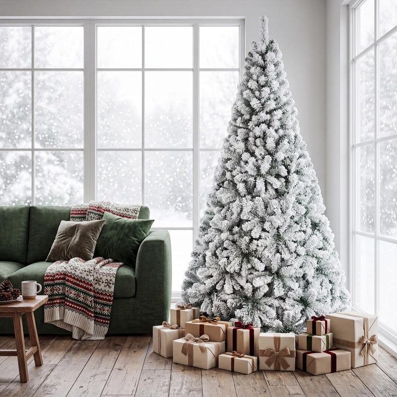 Load image into Gallery viewer, Goplus 6FT/9FT Artificial Christmas Tree Unlit Flocked Xmas Tree with Full Branch Tips &amp; Folding Metal Stand
