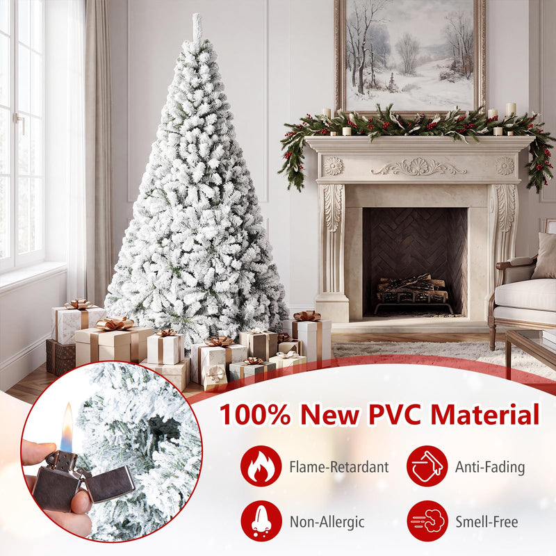 Load image into Gallery viewer, Goplus 6FT/9FT Artificial Christmas Tree Unlit Flocked Xmas Tree with Full Branch Tips &amp; Folding Metal Stand
