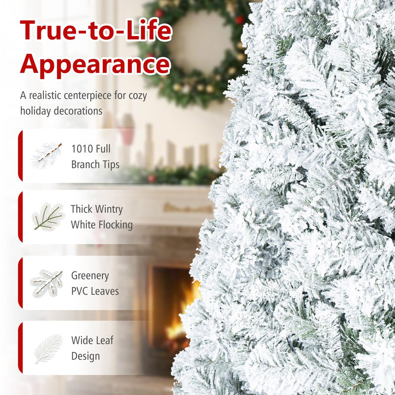 Load image into Gallery viewer, Goplus 6FT/9FT Artificial Christmas Tree Unlit Flocked Xmas Tree with Full Branch Tips &amp; Folding Metal Stand
