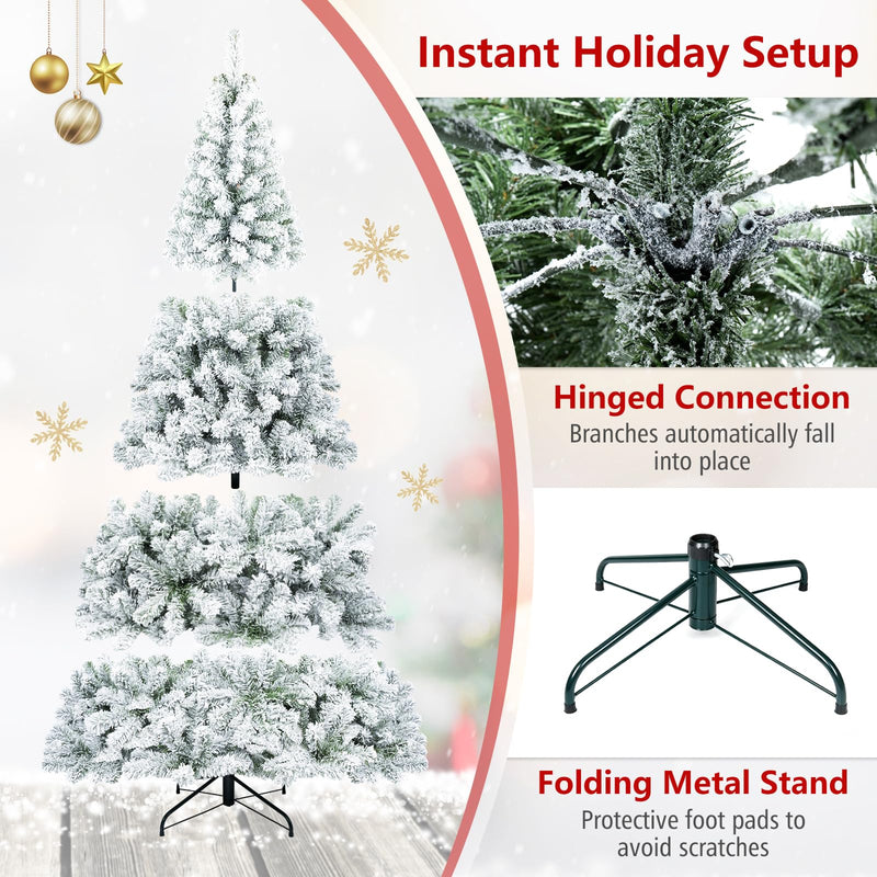 Load image into Gallery viewer, Goplus 6FT/9FT Artificial Christmas Tree Unlit Flocked Xmas Tree with Full Branch Tips &amp; Folding Metal Stand
