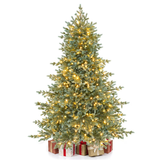 Goplus 5ft/6ft/7ft/8ft Pre-Lit Aspen Christmas Tree Holiday Decoration Tree for Home
