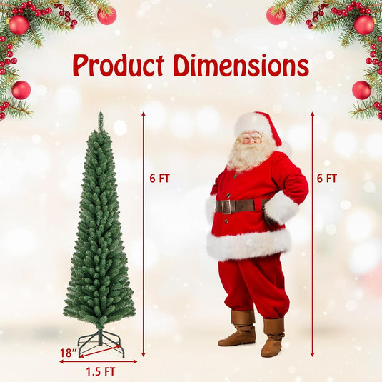 Goplus 5ft / 6ft / 7ft / 8ft Artificial Skinny Xmas Tree with Quick Shape Technology