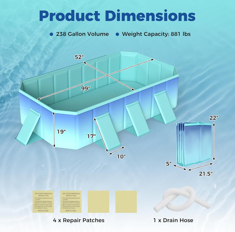 Load image into Gallery viewer, Goplus Foldable Portable Rectangle Around Ground Pool with 24 Hard Shell and Drain Hose
