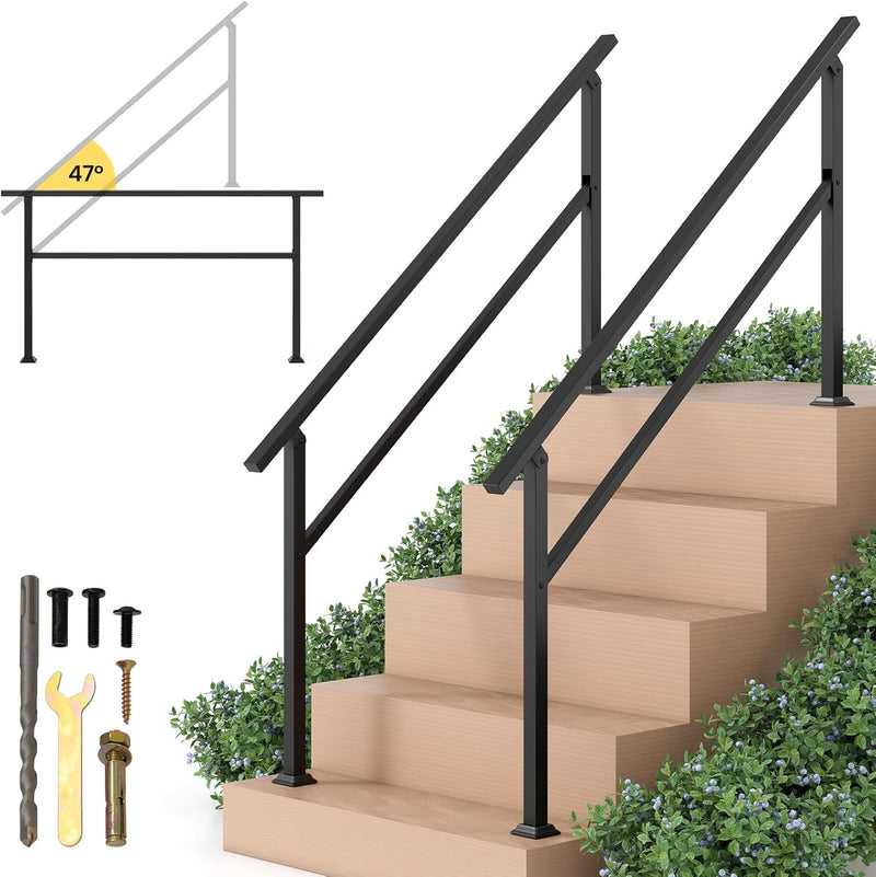 Load image into Gallery viewer, Goplus Handrail for Outdoor Steps with Installation Kit Fits 0-5 Steps
