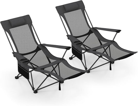 Goplus Folding Beach Chair w/4-position Backrest & Carrying Bag 330LBS Capacity