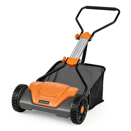 Goplus 16 Inch 5-Blade Push Reel Lawn Mower | Walk-Behind Manual Cordless Grass Cutter