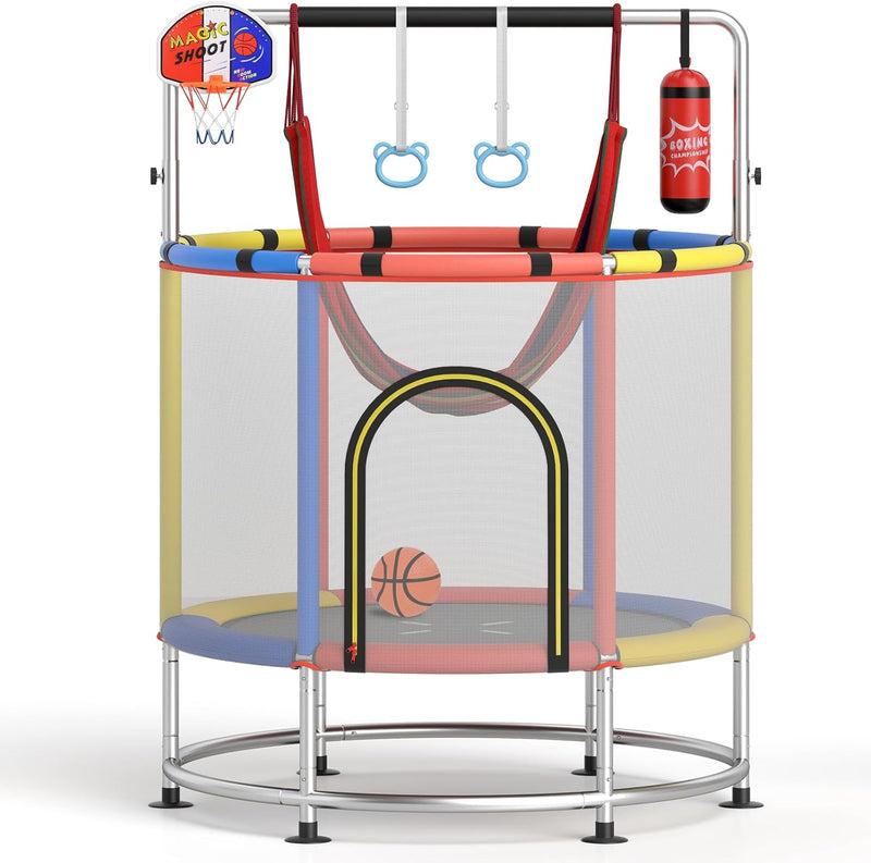 Load image into Gallery viewer, Goplus 55&quot; Mini Trampoline for Kids Up to 440LBS with Hammock &amp; Safety Net
