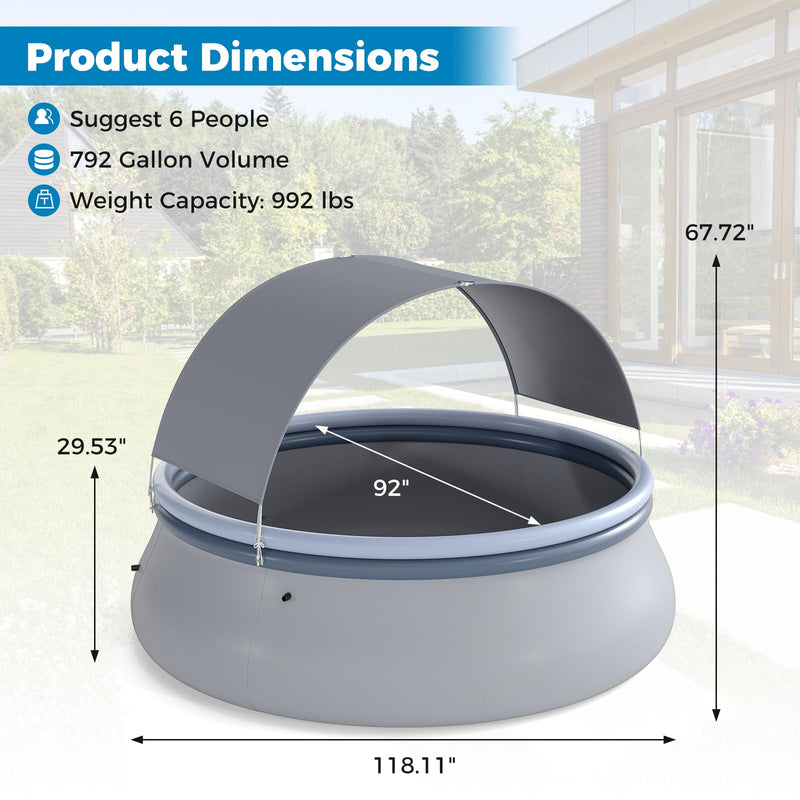 Load image into Gallery viewer, Goplus Inflatable Pool with Canopy Large Round Above Ground Swimming Pool

