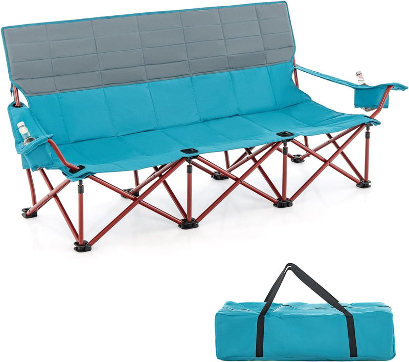 Load image into Gallery viewer, Goplus 3 Person Camping Chair for Adults, Outdoor Folding Oversized Camping Couch Chair (3-Person Seat)

