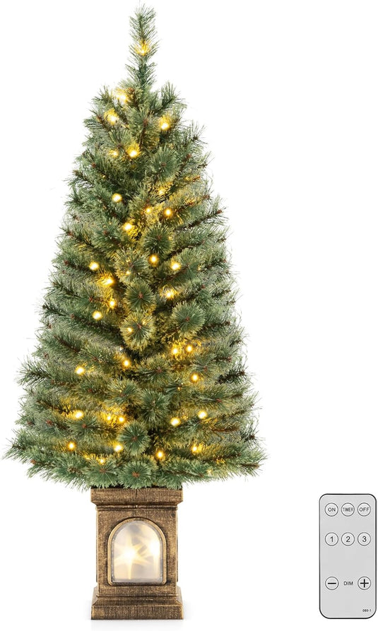 Goplus 4ft Pre-Lit Christmas Tree for Entrances