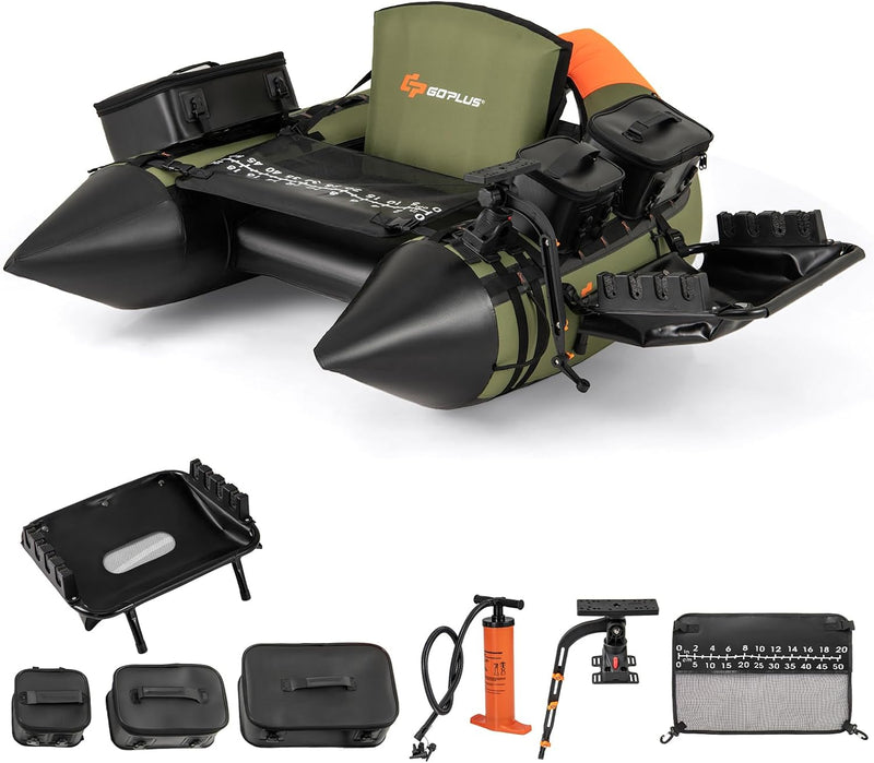 Load image into Gallery viewer, Goplus Inflatable Float Tube, Fishing Belly Boat with Fish Ruler, Pump, Storage Bag
