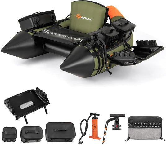 Goplus Inflatable Float Tube, Fishing Belly Boat with Fish Ruler