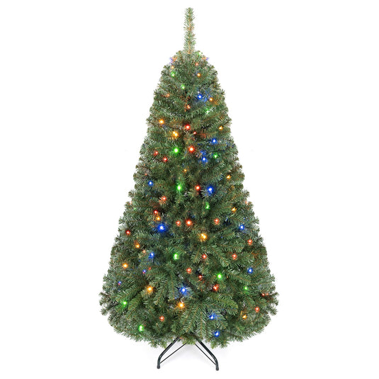 Goplus 6FT Artificial Christmas Tree | Full Xmas Tree w/1000 Branch Tips and 2 Lighting Colors