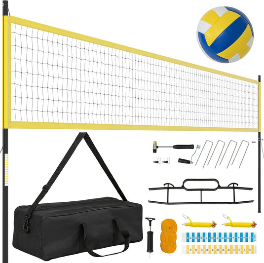 Goplus Portable Outdoor Volleyball Net w/Set Easy Setup Height Adjustable Poles