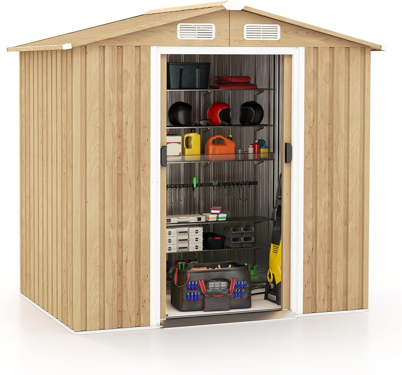 Load image into Gallery viewer, Goplus 6&#39; x 4&#39; Outdoor Storage Shed, Weather-Resistant Galvanized Metal Tool House
