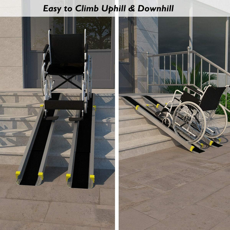 Load image into Gallery viewer, Goplus Adjustable Portable Aluminum Ramps with Non-Skid Surface for Home Steps
