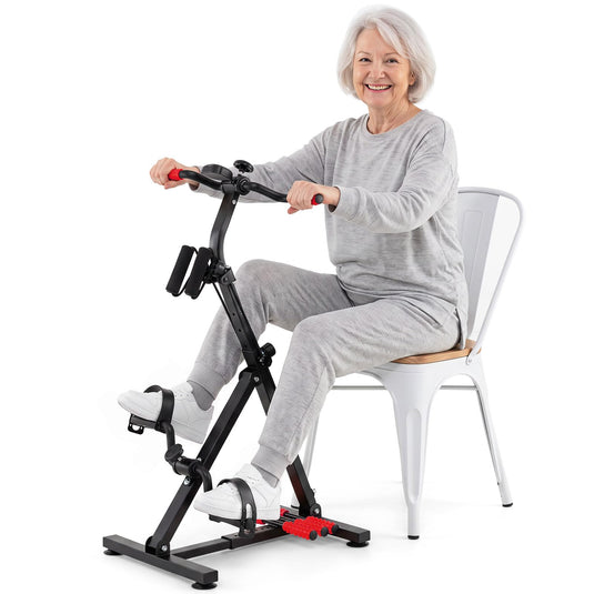 Goplus Pedal Exerciser for Seniors, Adjustable Hand Arm Leg Knee Exerc –