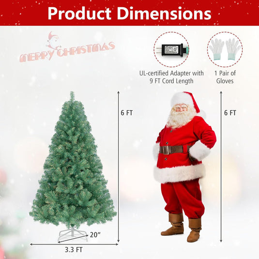 Goplus 6FT / 7.5FT Pre-Lit Tinsel Christmas Tree with Warm White LED Lights