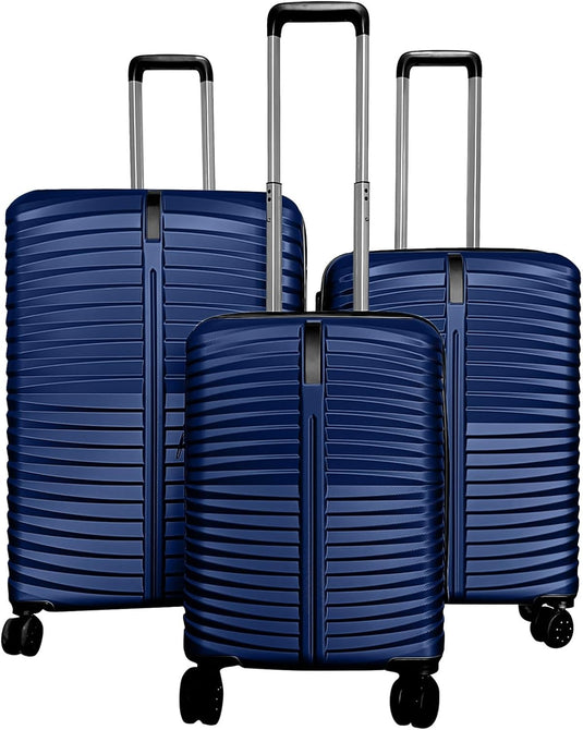 Goplus 20/24/28 Inch Lightweight Hardshell Suitcases with 360° Spinner Wheels (3 Piece Pin Stripe)