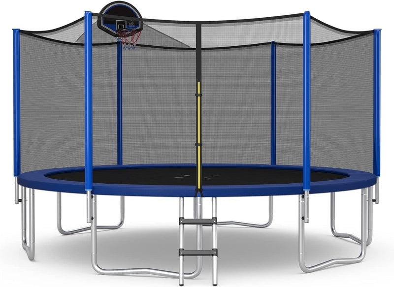 Load image into Gallery viewer, Goplus 12FT 14FT ASTM Approved Trampoline with Basketball Hoop and Internal-Net

