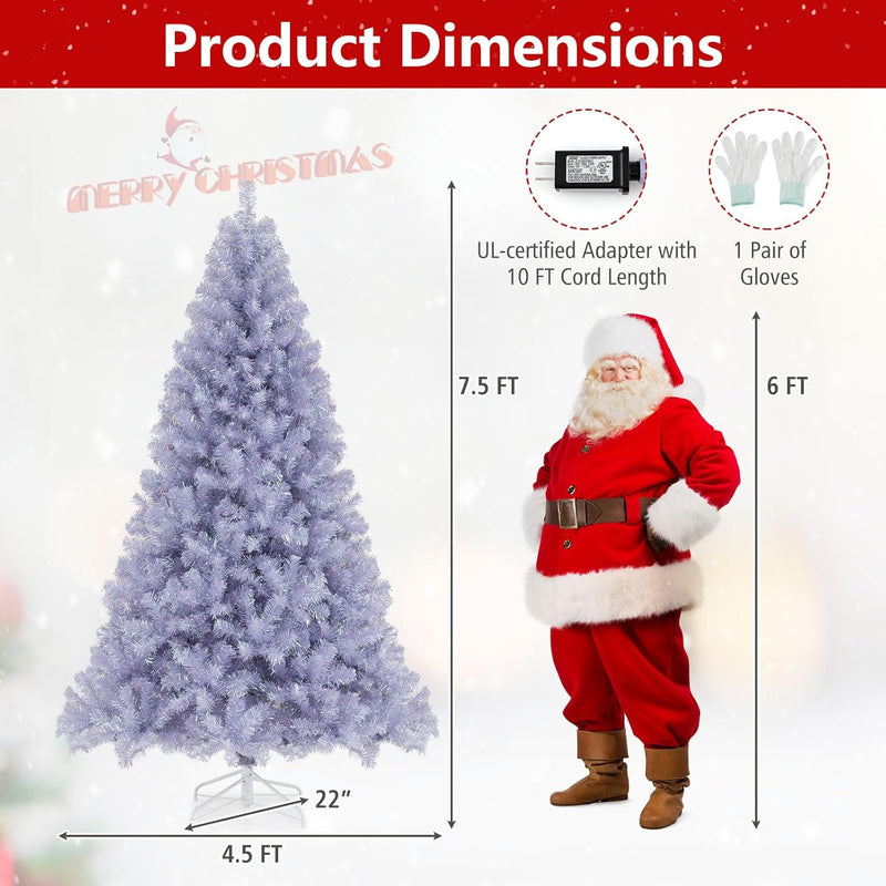 Load image into Gallery viewer, Goplus 6FT / 7.5FT Pre-Lit Tinsel Christmas Tree with Warm White LED Lights
