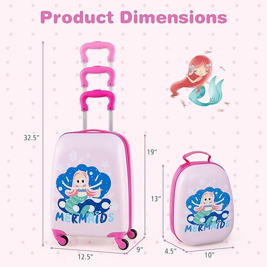 Goplus 2PC Kids Luggage, 12" & 16" Kids Carry On Luggage Set, Lightweight Spinner Suitcases