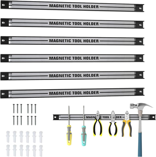 6PCS 18" Magnetic Tool Holder, Metal Magnet Tool Organizer Bars